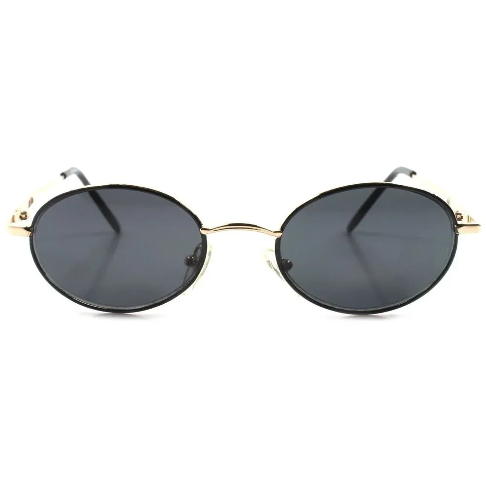 Classic Indie Retro Fashion Mens Womens Hip Gold Vintage Round Oval Sunglasses